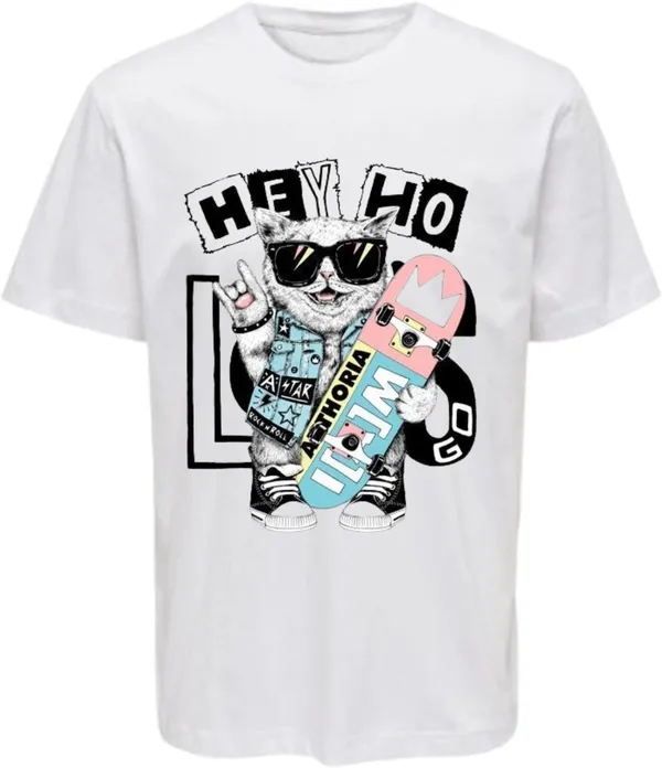 White_Polycotton_Round_Neck_Printed_T-Shirt_For_Women