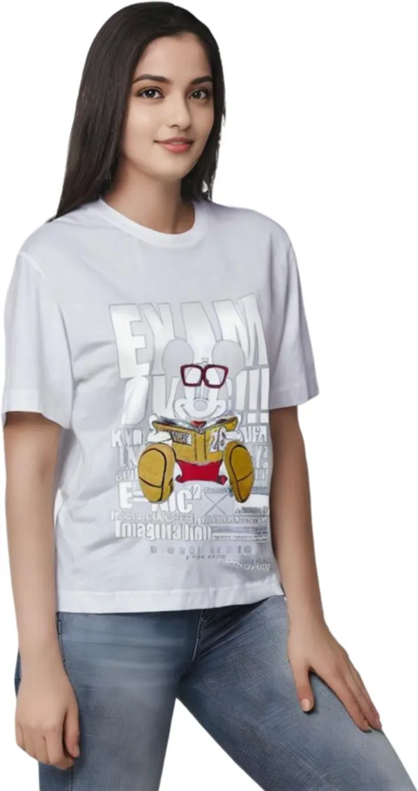 White_Polycotton_Round_Neck_Printed_T-Shirt_For_Women