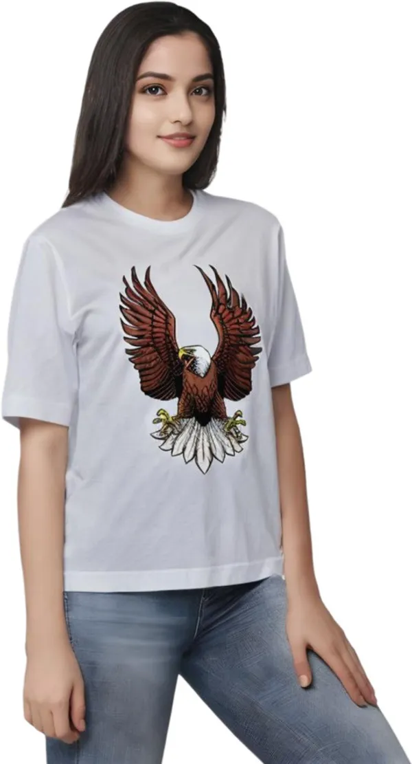 White_Polycotton_Round_Neck_Printed_T-Shirt_For_Women