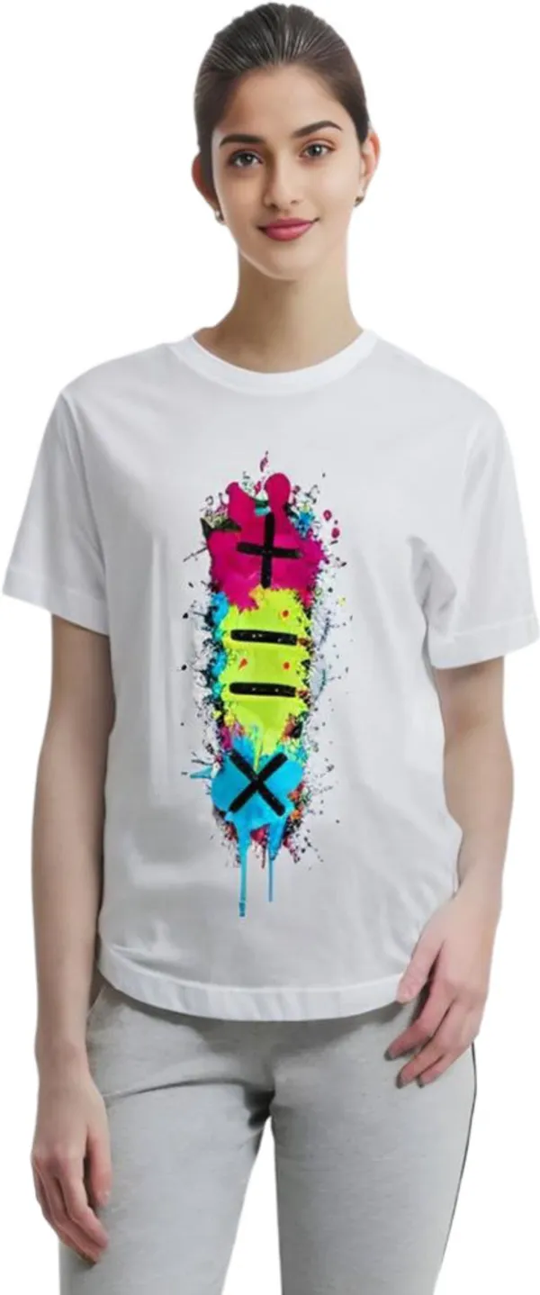 White_Polycotton_Round_Neck_Graphic_Print_T-Shirt_For_Women