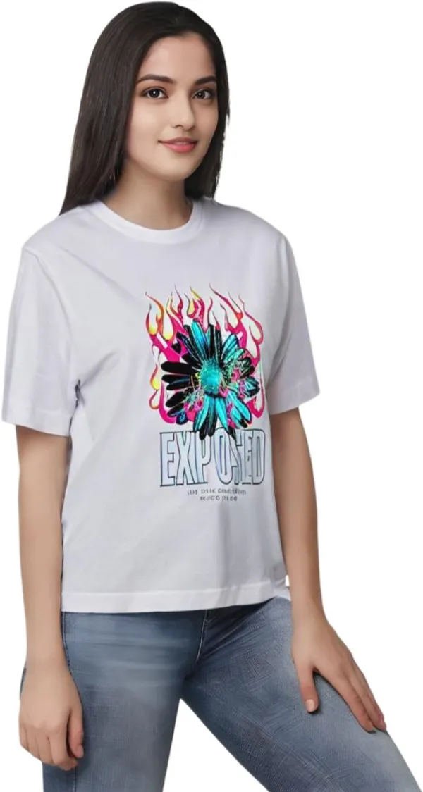 White_Polycotton_Round_Neck_Graphic_Print_T-Shirt_For_Women