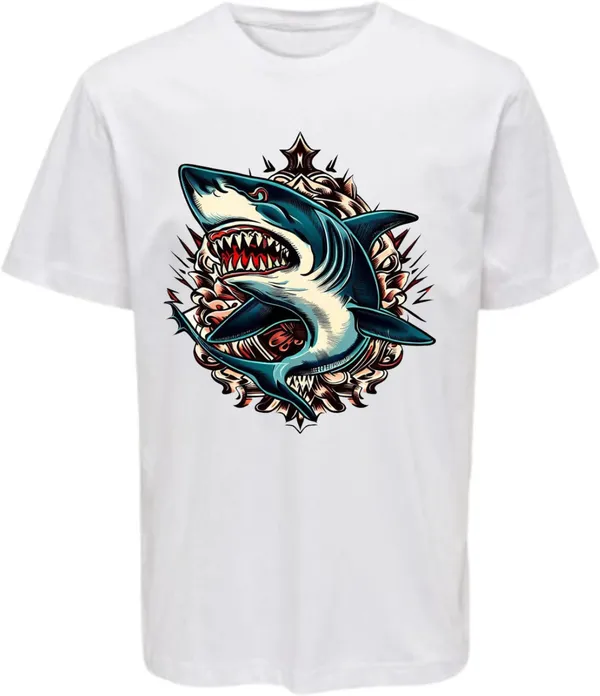 White_Polycotton_Round_Neck_Graphic_Print_T-Shirt_For_Women