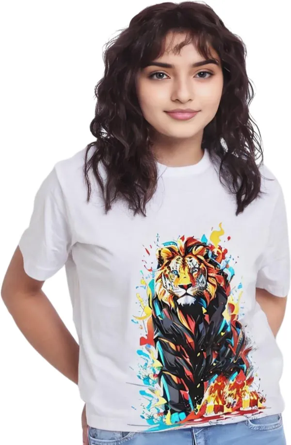 White_Polycotton_Round_Neck_Graphic_Print_T-Shirt_For_Women