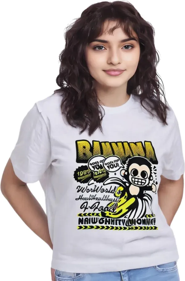 White_Polycotton_Round_Neck_Graphic_Print_T-Shirt_For_Women