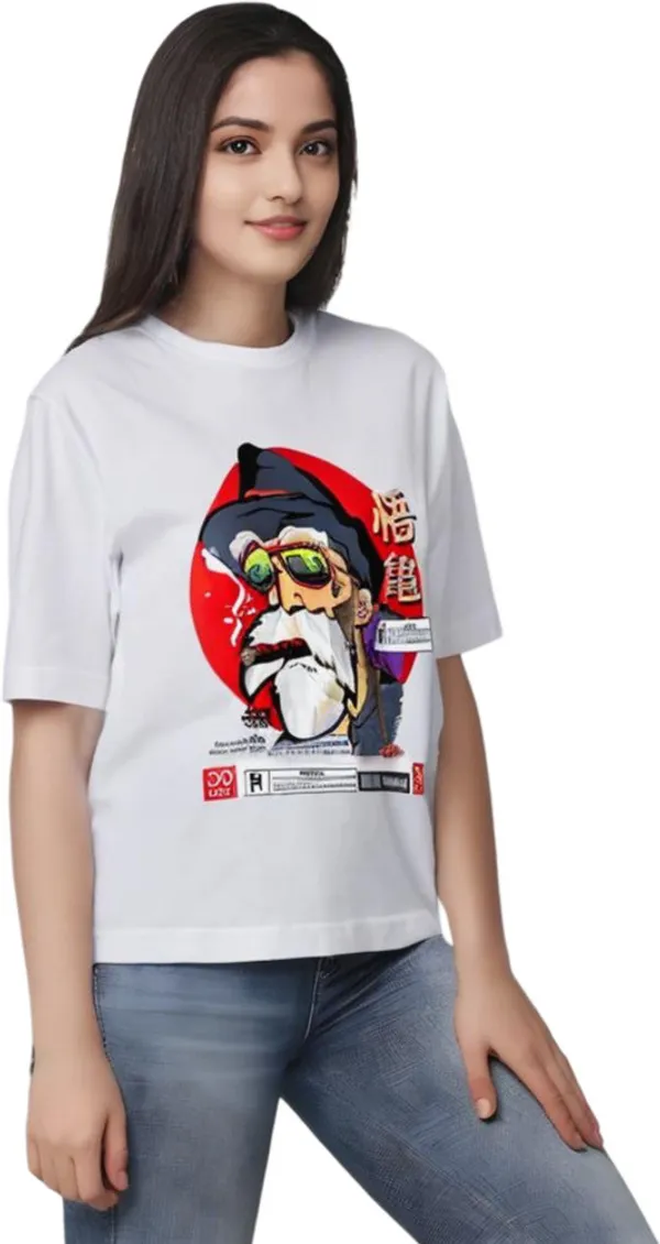 White_Polycotton_Round_Neck_Graphic_Print_T-Shirt_For_Women