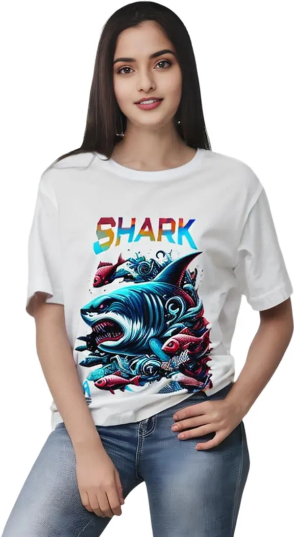 White_Polycotton_Round_Neck_Graphic_Print_T-Shirt_For_Women