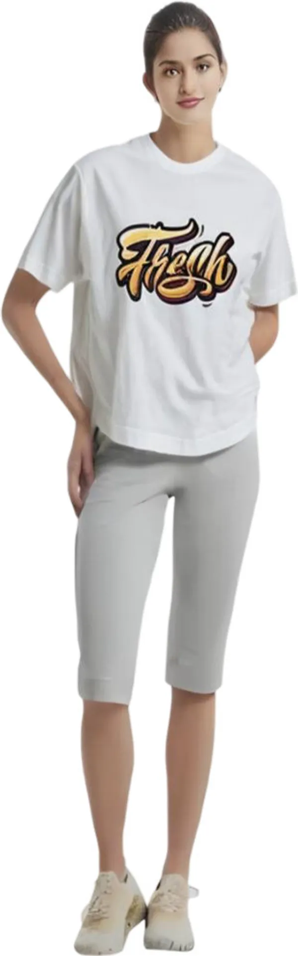 White_Polycotton_Round_Neck_Graphic_Print_T-Shirt_For_Women