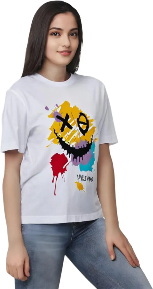 White_Polycotton_Round_Neck_Graphic_Print_T-Shirt_For_Women