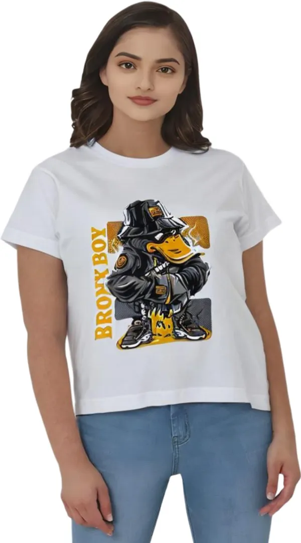 White_Polycotton_Round_Neck_Graphic_Print_T-Shirt_For_Women