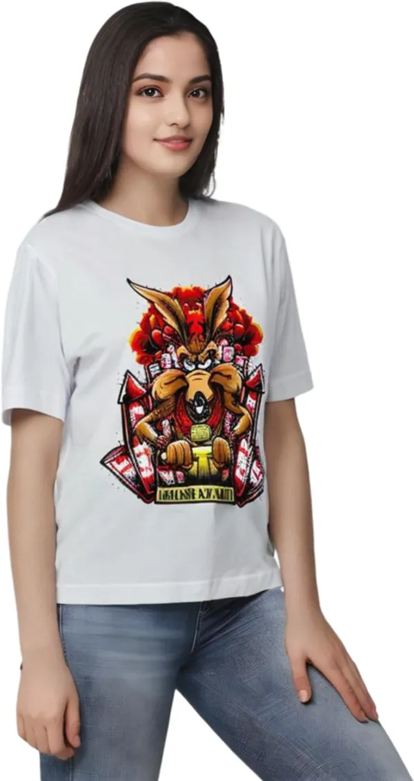 White_Polycotton_Round_Neck_Graphic_Print_T-Shirt_For_Women