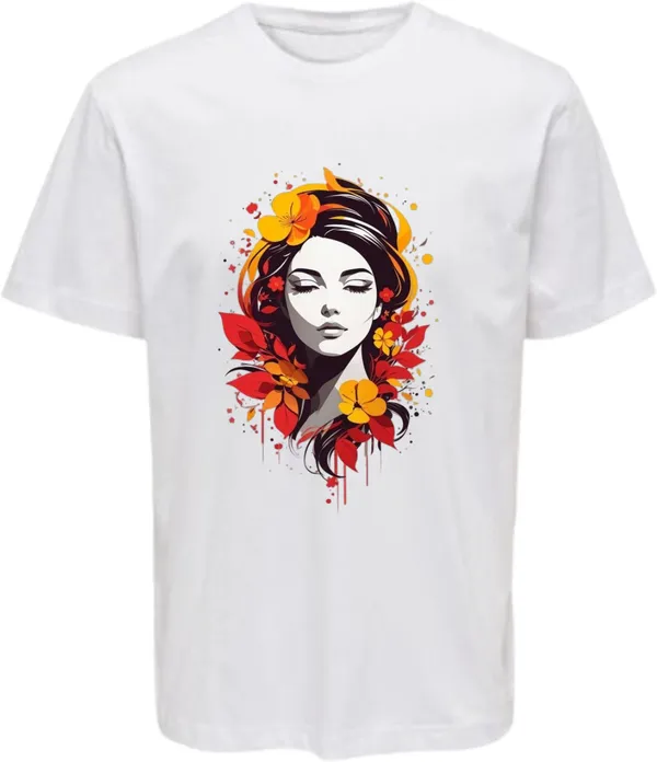 White_Polycotton_Round_Neck_Graphic_Print_T-Shirt_For_Women