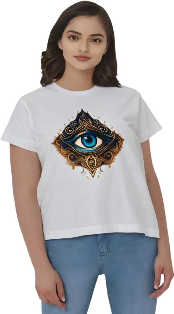White_Polycotton_Round_Neck_Graphic_Print_T-Shirt_For_Women