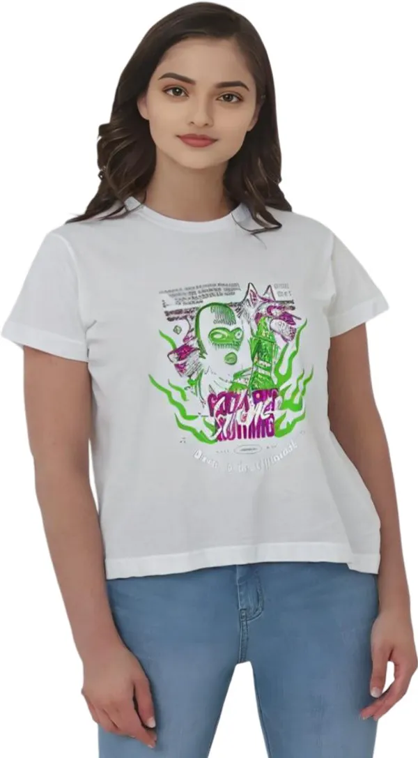 White_Polycotton_Round_Neck_Graphic_Print_T-Shirt_For_Women