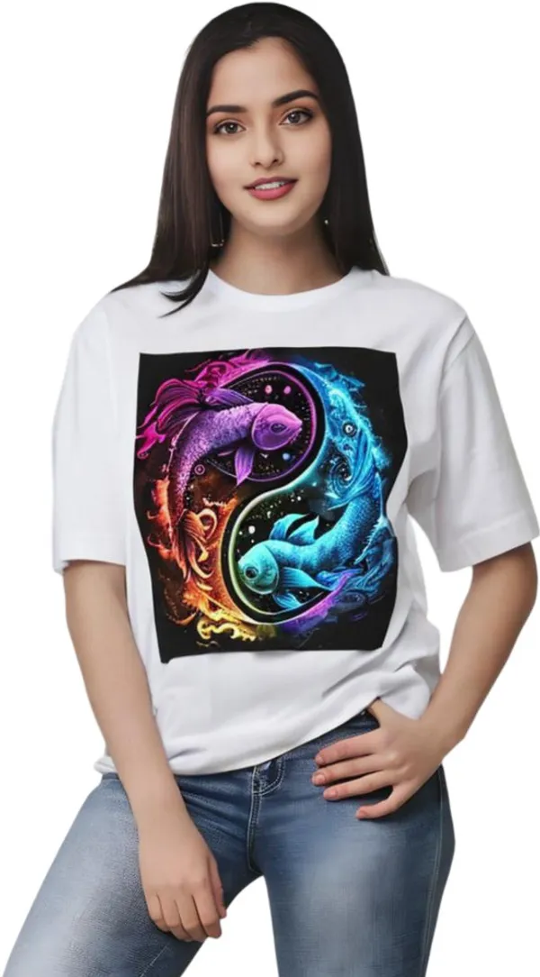 White_Polycotton_Round_Neck_Graphic_Print_T-Shirt_For_Women