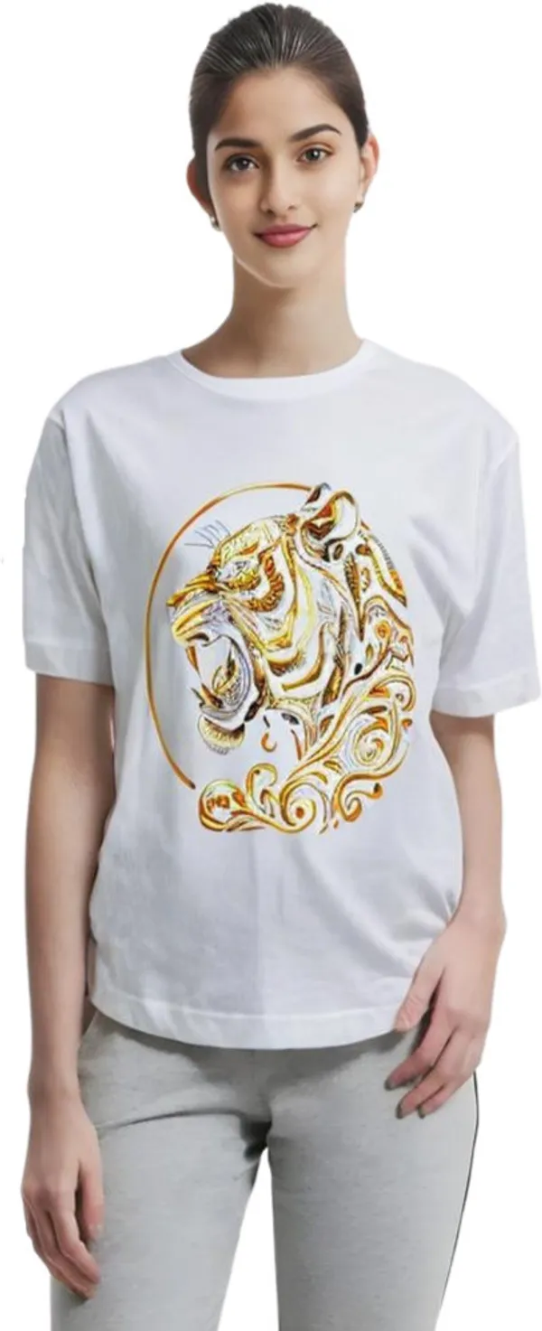White_Polycotton_Round_Neck_Printed_T-Shirt_For_Women