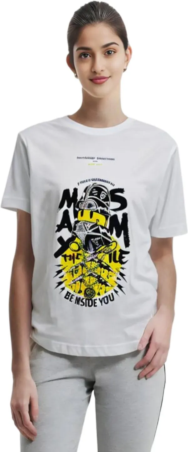 White_Polycotton_Round_Neck_Printed_T-Shirt_For_Women
