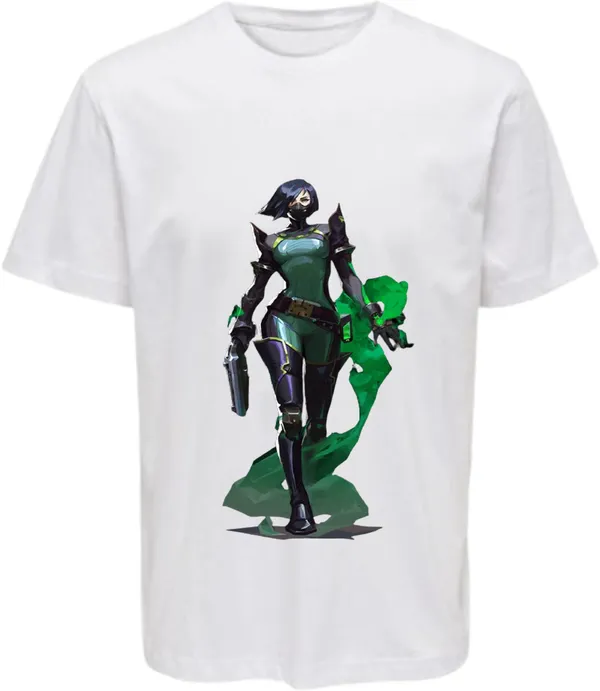 White_Polycotton_Round_Neck_Printed_T-Shirt_For_Women