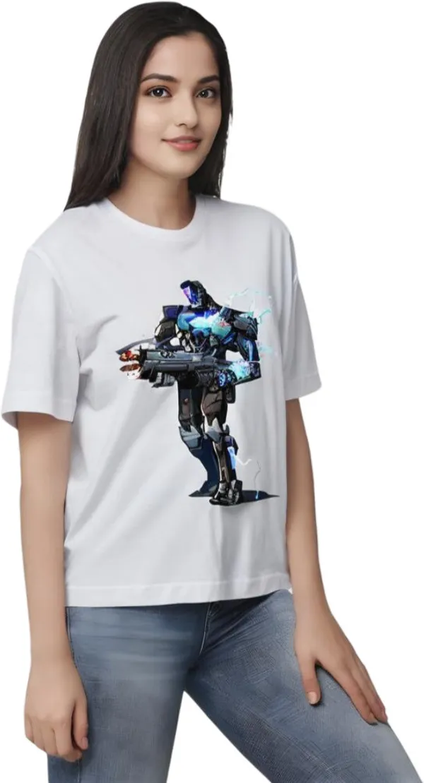 White_Polycotton_Round_Neck_Printed_T-Shirt_For_Women