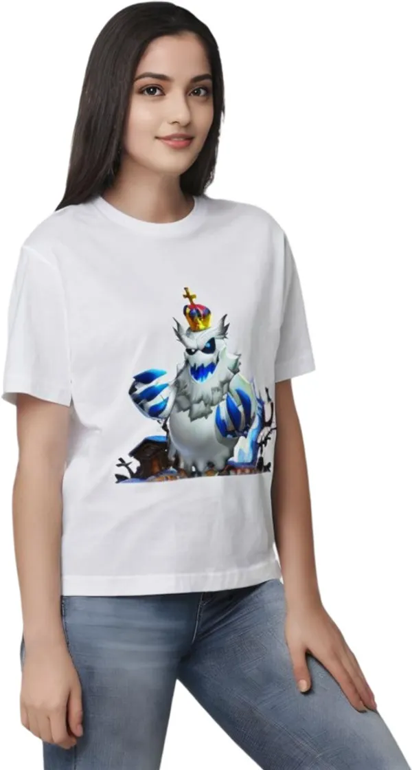 White_Polycotton_Round_Neck_Printed_T-Shirt_For_Women