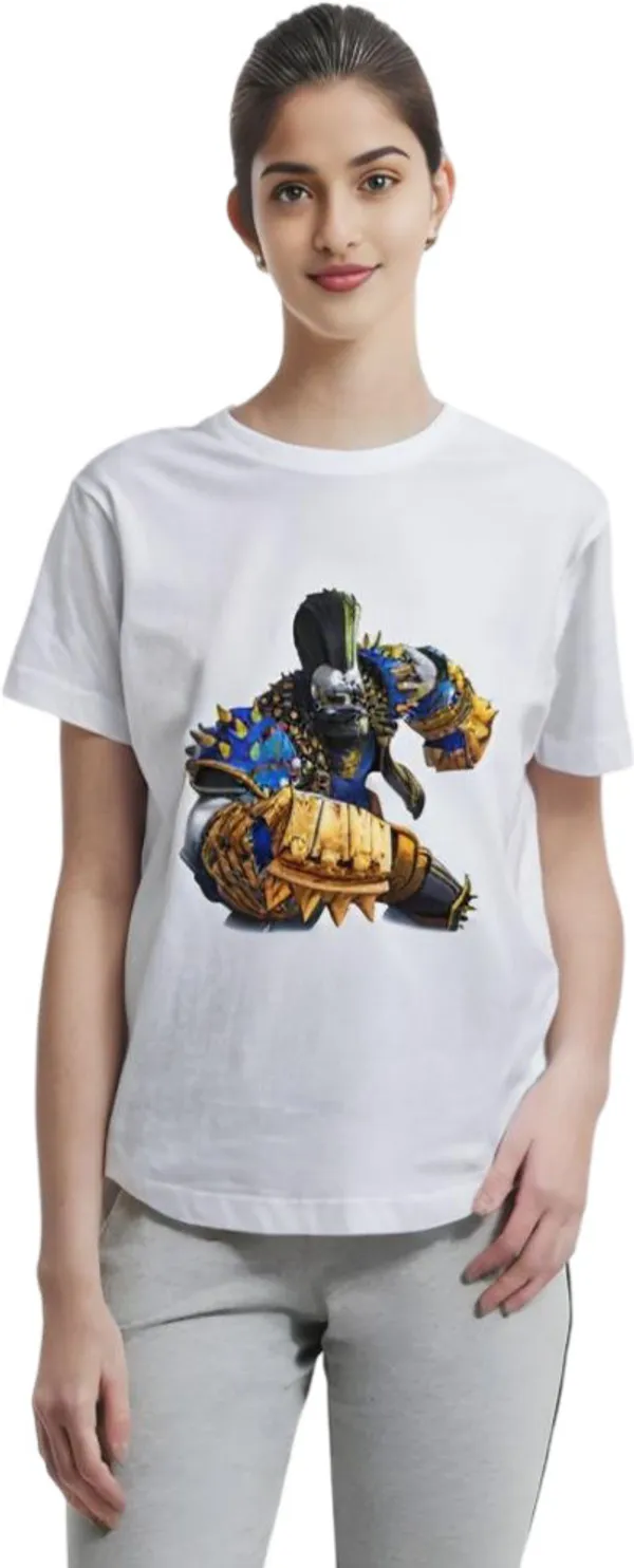 White_Polycotton_Round_Neck_Printed_T-Shirt_For_Women
