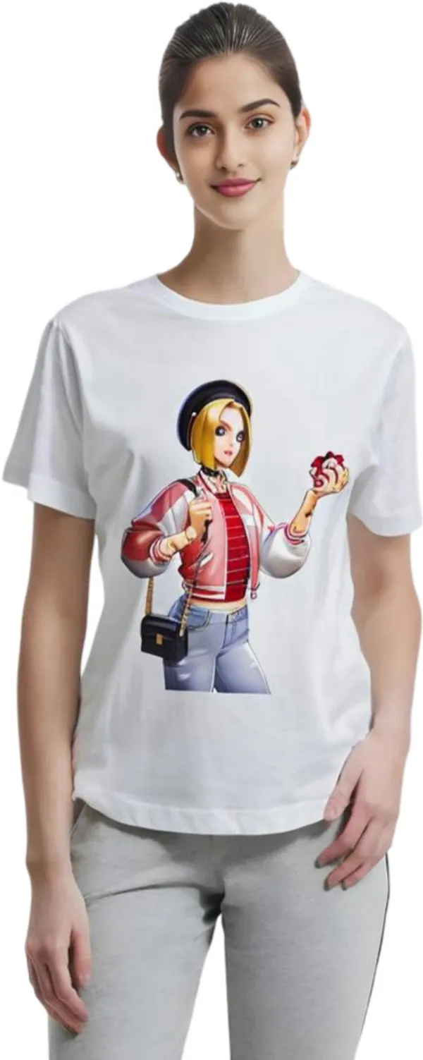 White_Polycotton_Round_Neck_Printed_T-Shirt_For_Women
