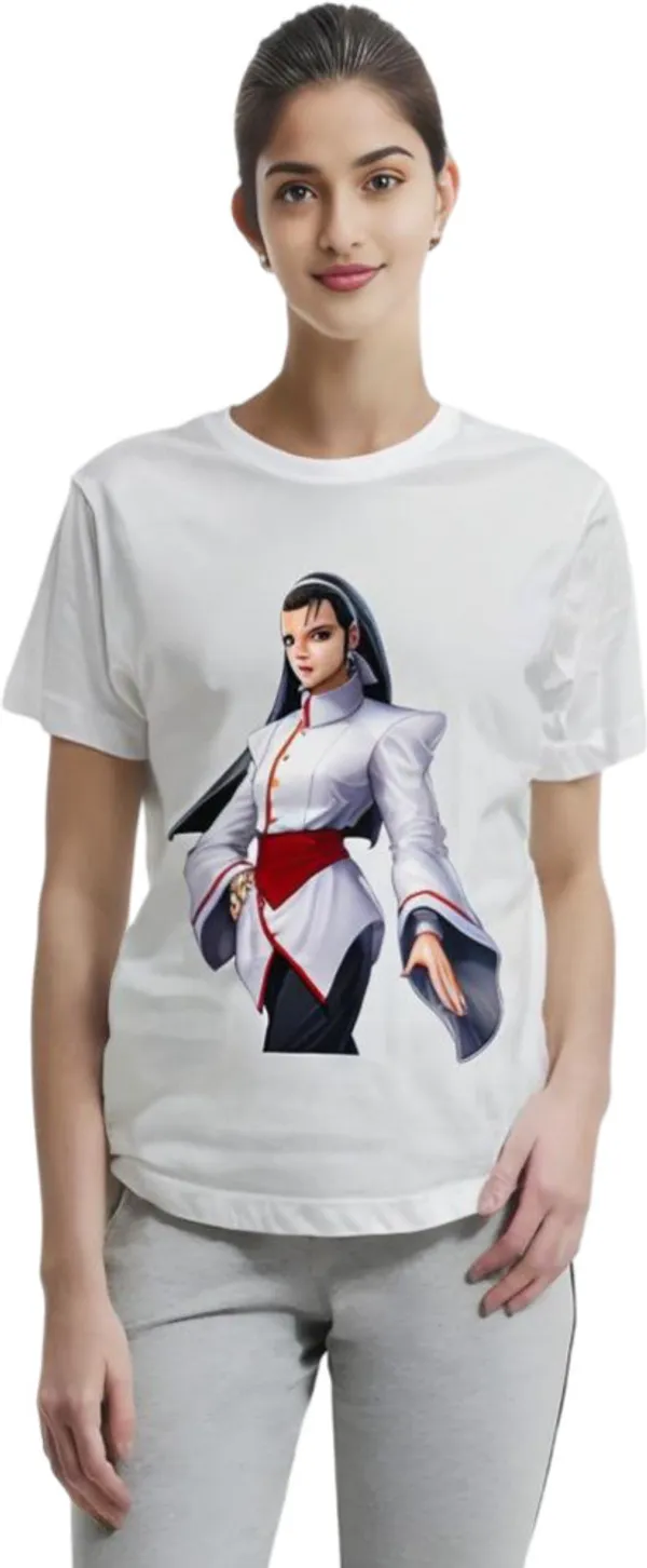 White_Polycotton_Round_Neck_Printed_T-Shirt_For_Women