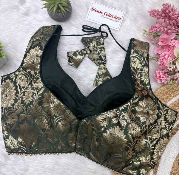 Green_Designer_Banarasi_Silk_Blouse