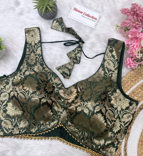 Green_Designer_Banarasi_Silk_Blouse