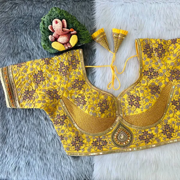Yellow_Cotton_Embroidered_Stitched_Blouse_|_For_Women
