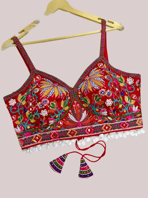Red_Italian_Silk_Embroidered_Stitched_Blouse_|_For_Women