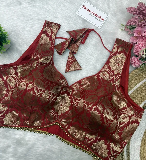 Red_Designer_Banarasi_Silk_Blouse