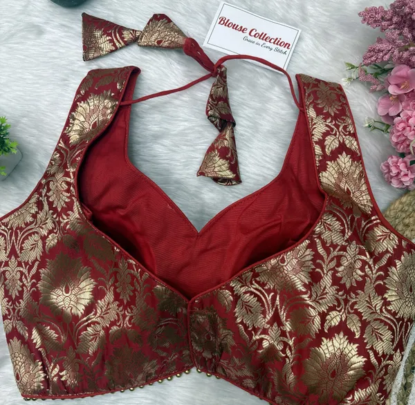 Red_Designer_Banarasi_Silk_Blouse