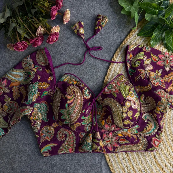 Wine_Thread_Embroidered_Stitched_Blouse_|_For_Women
