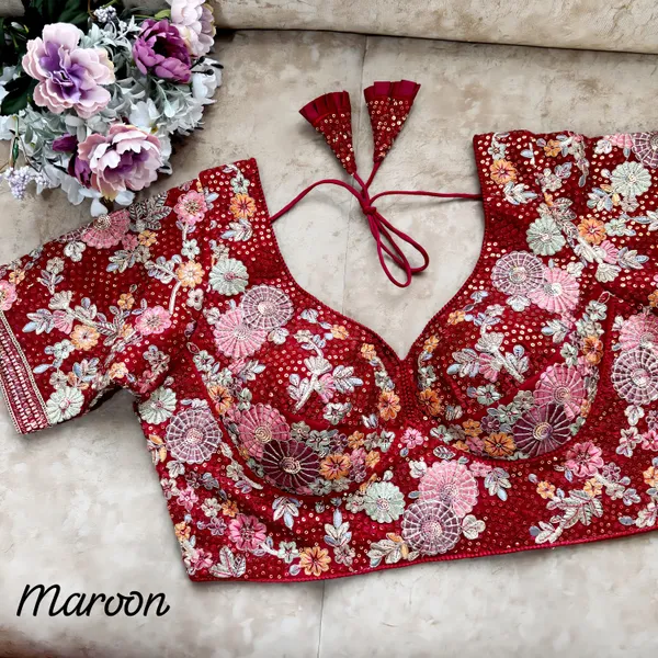 Maroon_Heavy_Work_Stitched_Blouse_|_For_Women