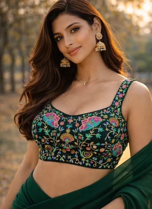 Bottle_Green_Multi_Mirror_Work_Spaghetti_Style_Blouse