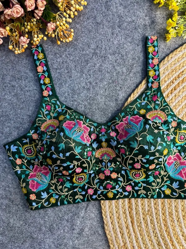 Bottle_Green_Multi_Mirror_Work_Spaghetti_Style_Blouse