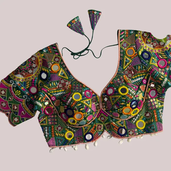 Bottle_Green_Pure_Cotton_Navratri_Special_Apple_Cut_Blouse