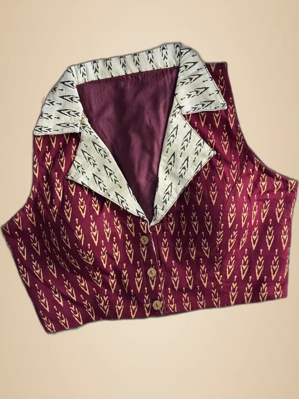 Maroon_Cotton_Ajrakh_Printed_Stitched_Blouse_|_For_Women