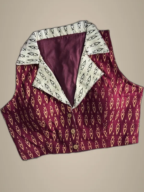 Maroon_Cotton_Ajrakh_Printed_Stitched_Blouse_|_For_Women