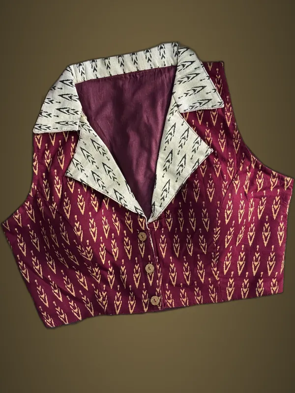 Maroon_Cotton_Ajrakh_Printed_Stitched_Blouse_|_For_Women