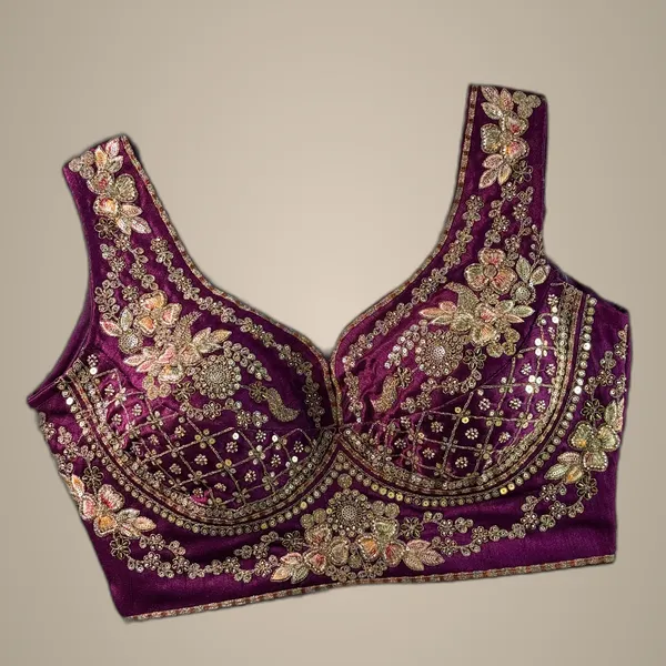 Wine_Italian_Silk_Embroidered_Stitched_Bridal_Blouse_|_For_Women