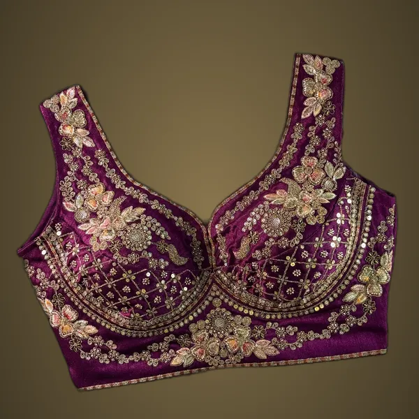 Wine_Italian_Silk_Embroidered_Stitched_Bridal_Blouse_|_For_Women
