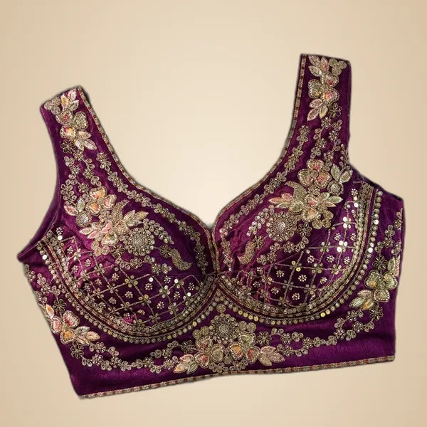 Wine_Italian_Silk_Embroidered_Stitched_Bridal_Blouse_|_For_Women