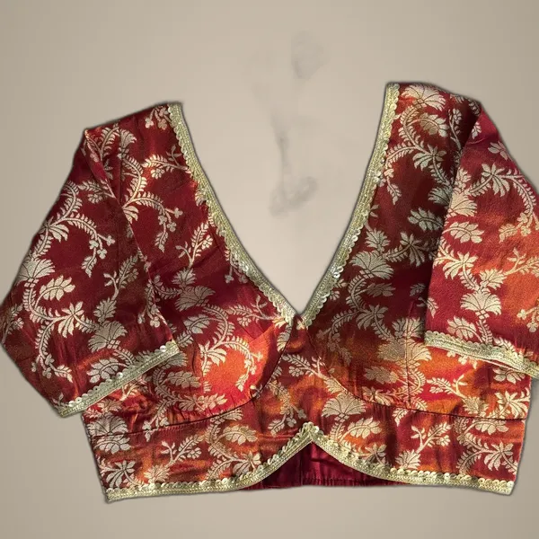 Maroon_Cosmos_Simmer_Jacquard_Embroidered_Stitched_Blouse_|_For_Women
