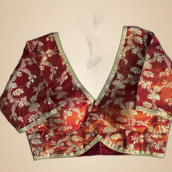 Maroon_Cosmos_Simmer_Jacquard_Embroidered_Stitched_Blouse_|_For_Women