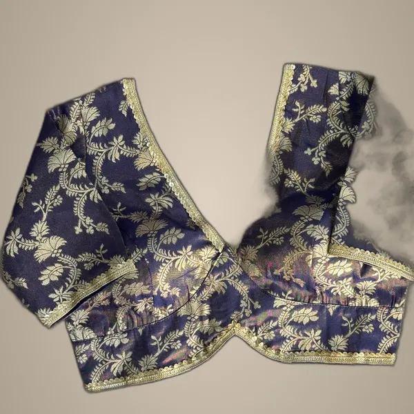 Navy_Blue_Cosmos_Simmer_Jacquard_Embroidered_Stitched_Blouse_|_For_Women