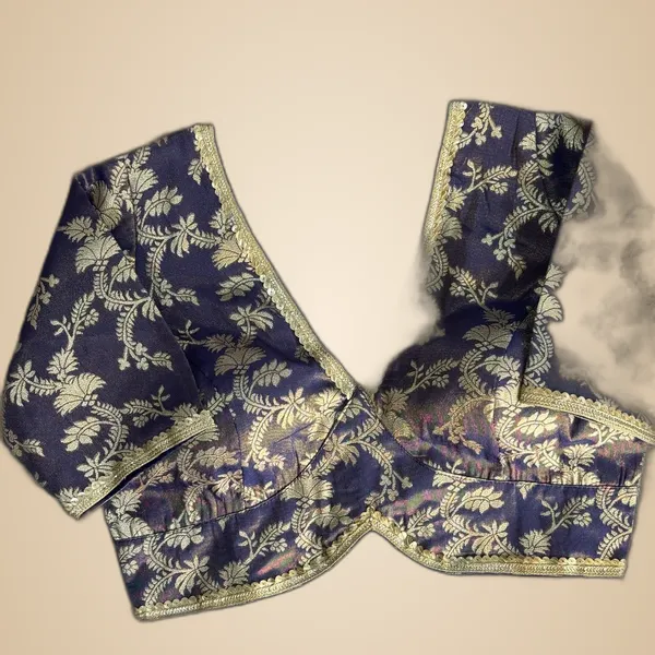 Navy_Blue_Cosmos_Simmer_Jacquard_Embroidered_Stitched_Blouse_|_For_Women