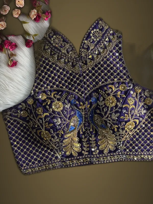 Purple_Cotton_Embroidered_Stitched_Blouse_|_For_Women