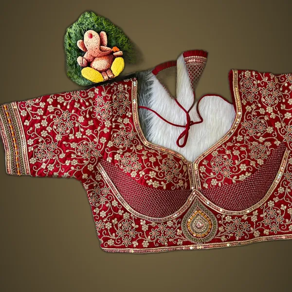 Maroon_Cotton_Embroidered_Stitched_Blouse_|_For_Women