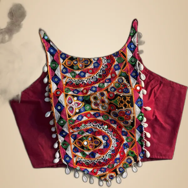 Maroon_Cotton_Embroidered_Stitched_Blouse_|_For_Women